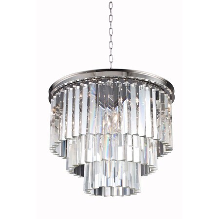 Elegant Lighting Sydney 9 light Polished nickel Chandelier Clear Royal Cut Crystal 1201D20PN/RC